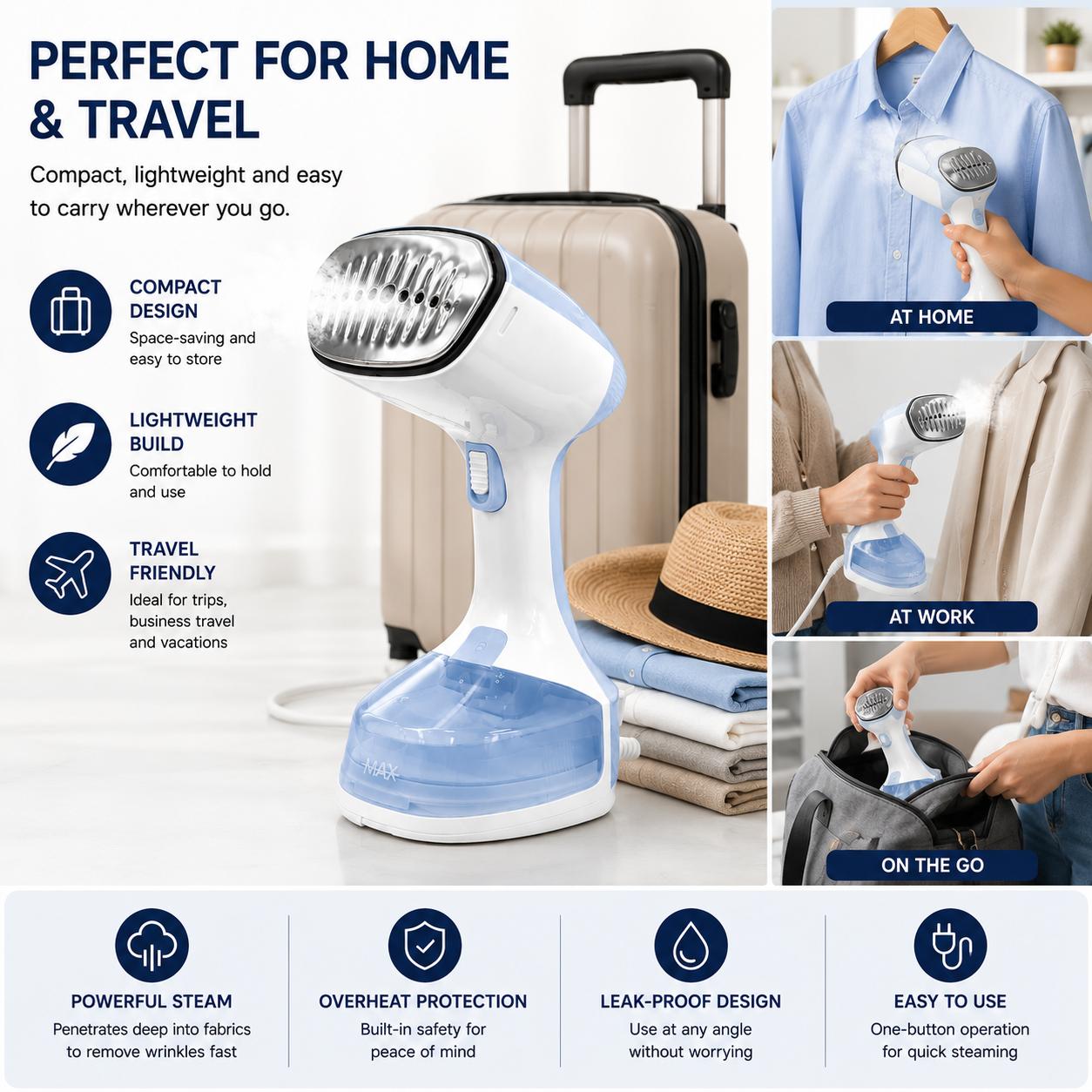 2-in-1 Handheld Steam Iron & Garment Steamer | Portable Travel Iron